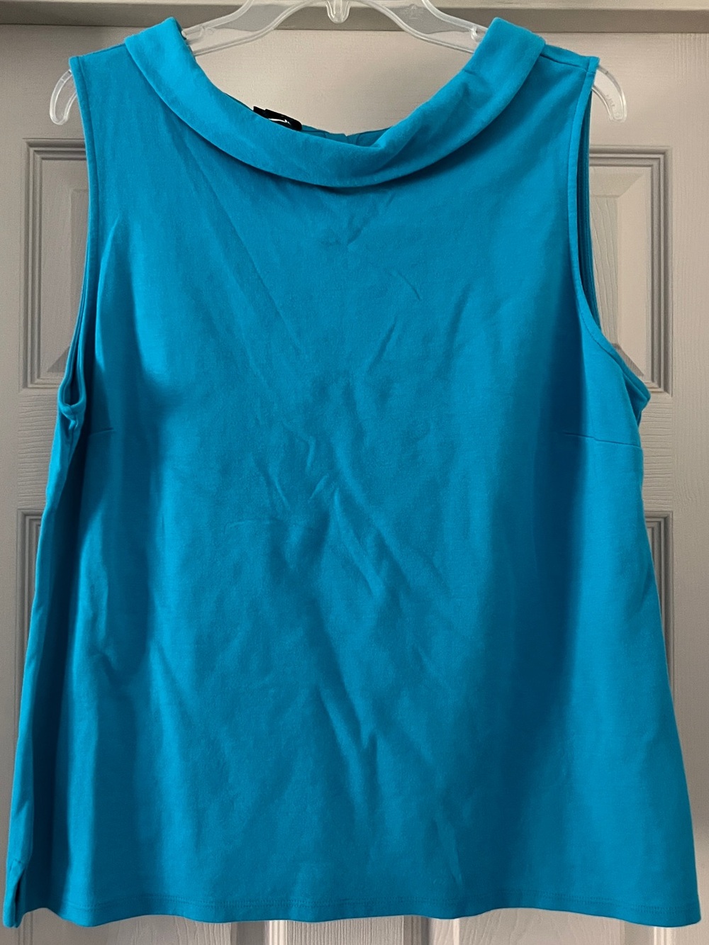 Talbots Bright Turquoise Sleeveless Shell Top with Rolled Neck size XL